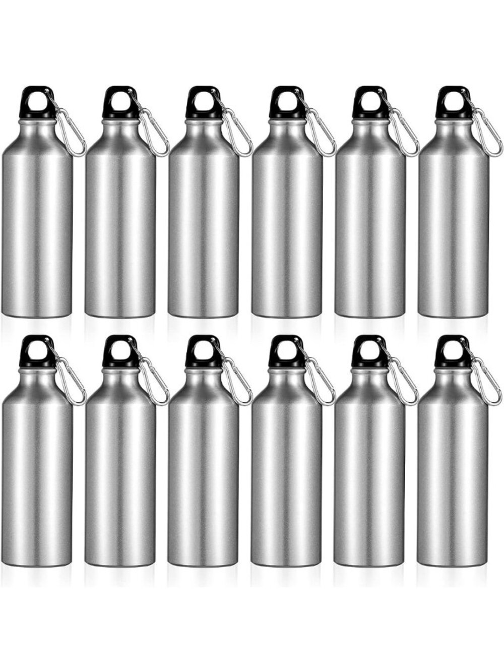 12 Pack Silver Reusable Aluminum Water Bottles - Eco-Friendly, Durable